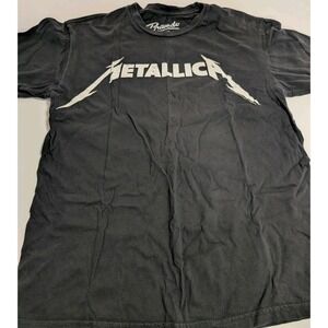 Distressed Metallica Bravado T-Shirt Black Lightning Logo 100% Cotton